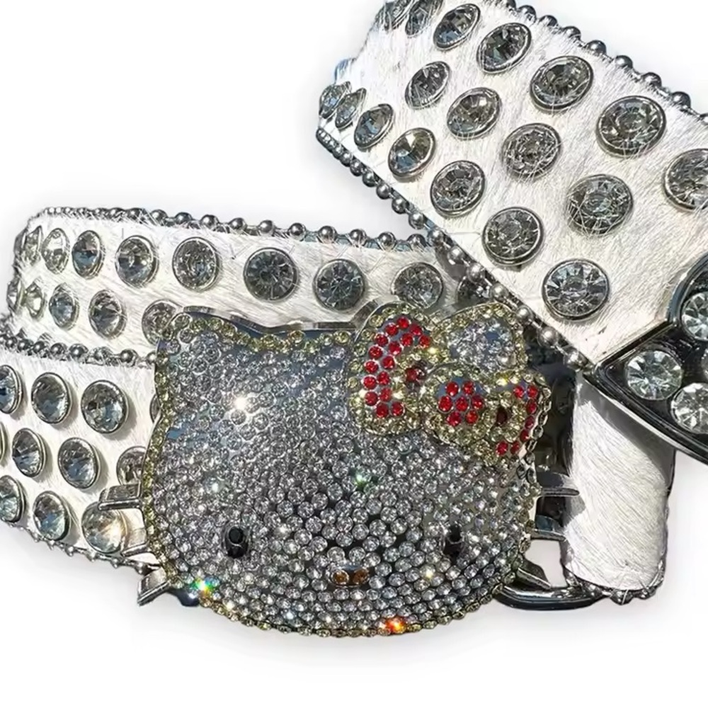 Rhinestone Hello Kitty BB Belt with Silver Accents